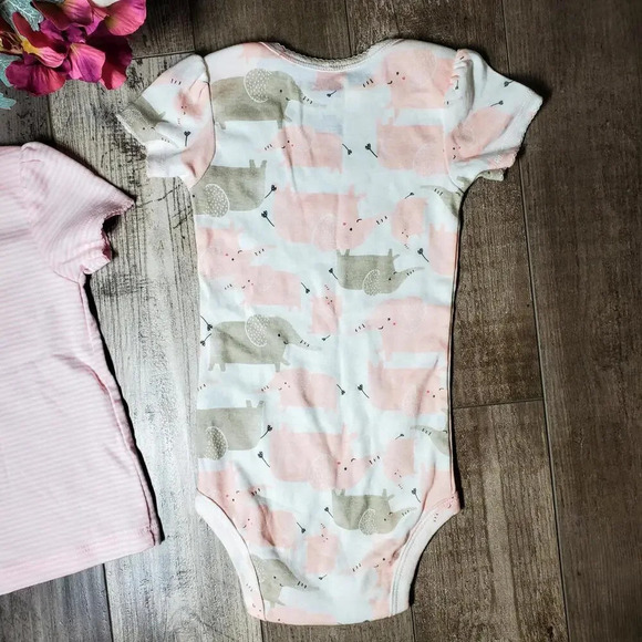 Child of Mine by Carter's Pink Little Sister Elephant Tops Bundle Size 18m NWOT - Picture 12 of 13